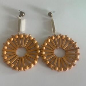 Elegant Wooden Beaded Hoop Earrings